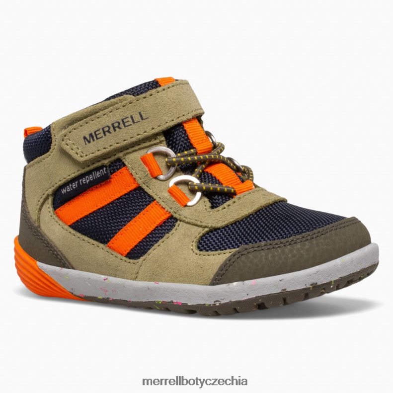 Merrell holé kroky ridge jr hiker (ml266269) obuv J064V21457 olivový/námořnický/oranžový děti