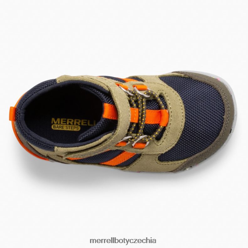 Merrell holé kroky ridge jr hiker (ml266269) obuv J064V21457 olivový/námořnický/oranžový děti