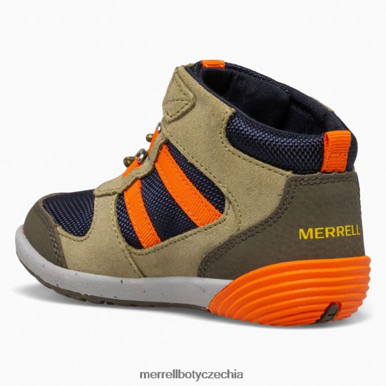 Merrell holé kroky ridge jr hiker (ml266269) obuv J064V21457 olivový/námořnický/oranžový děti